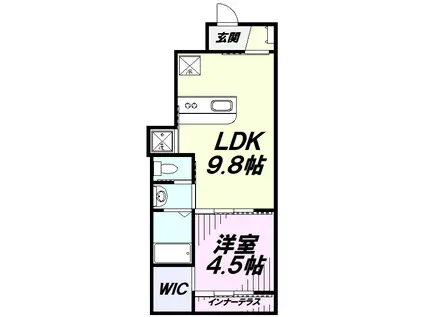 SUN RHYTHM(1LDK/1階)の間取り写真