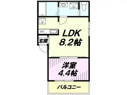 PRELUDE(1LDK/2階)の間取り写真