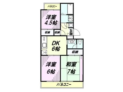 所沢メゾン1号館(3DK/3階)の間取り写真