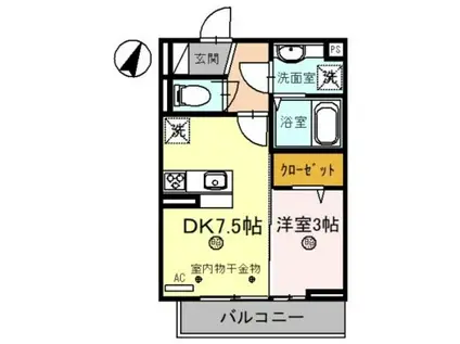 フォンテ(1DK/2階)の間取り写真