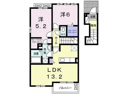 モデルノ Ⅰ(2LDK/2階)の間取り写真