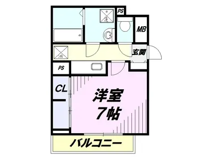 カーサ・イル・キアーロ(1K/2階)の間取り写真