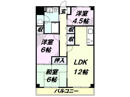 ユーネット所沢(3LDK/1階)の間取り写真