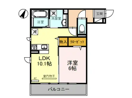 メゾン茶々(1LDK/2階)の間取り写真
