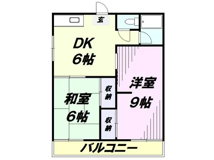 北久米ハイツ(2DK/2階)の間取り写真