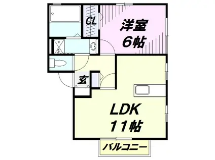 モンソレーユD(1LDK/2階)の間取り写真