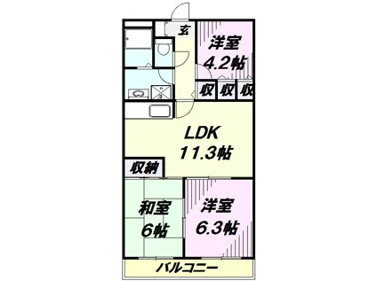 アスティーロイヤル(3LDK/3階)の間取り写真
