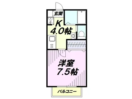 キャメル北入曽Ⅰ(1K/1階)の間取り写真