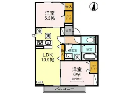 ヴェルデⅢ(2LDK/1階)の間取り写真