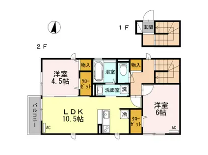 メープルハウス(2LDK/2階)の間取り写真