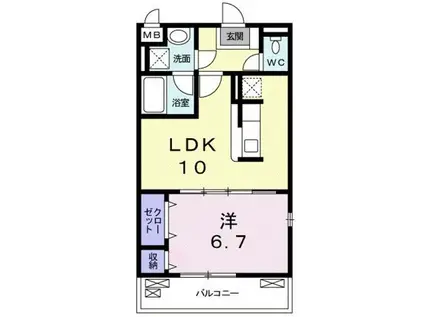 リバーサイドヒル(1LDK/3階)の間取り写真