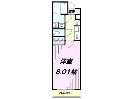 ジーメゾン新狭山アップサイド(1K/2階)の間取り写真