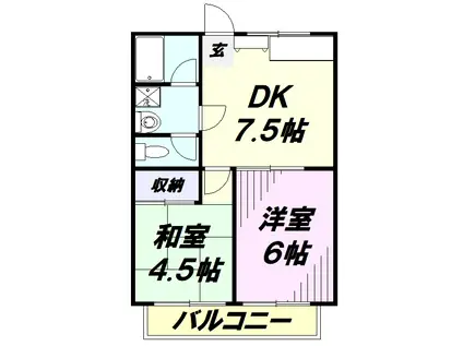 サンシティ(2DK/2階)の間取り写真