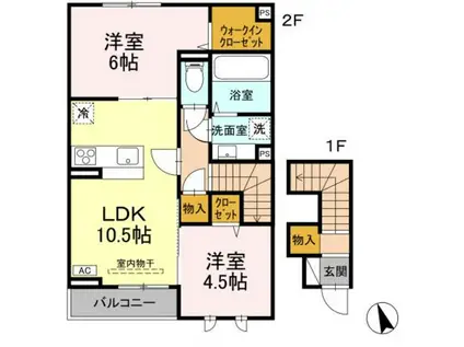 グランツ久米川(2LDK/2階)の間取り写真