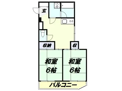 メゾンド鵜ノ木(2DK/3階)の間取り写真