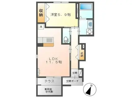 トモニー茜台 花(1LDK/1階)の間取り写真