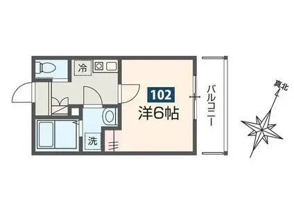 アース所沢(1K/1階)の間取り写真