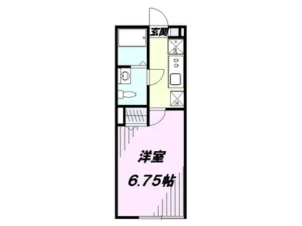 カインドネス所沢久米(1K/3階)の間取り写真