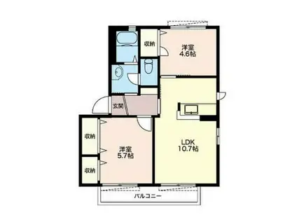REDEAL新狭山Ⅱ(2LDK/1階)の間取り写真