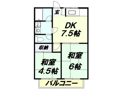 サンロードタナカ(2DK/2階)の間取り写真