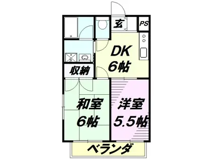 クレイドル21(2DK/2階)の間取り写真