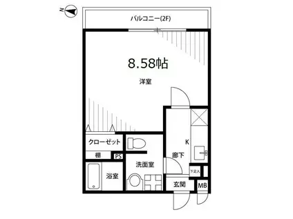 アムールⅡ EST(1K/2階)の間取り写真