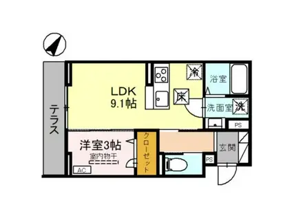 D-SERENO弥生(1LDK/1階)の間取り写真