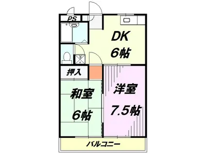 サニークレストマンション(2DK/3階)の間取り写真