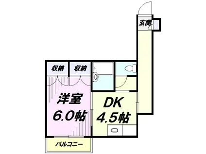 ウエストビレッジ91(1DK/1階)の間取り写真