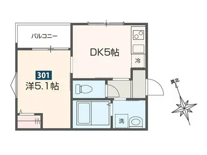 クオーレ小手指(1DK/2階)の間取り写真