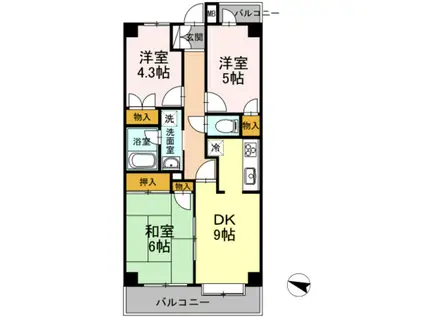 サニーハイツ村野(3DK/2階)の間取り写真
