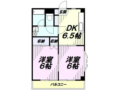 上ノ台Nスカイ(2DK/2階)の間取り写真