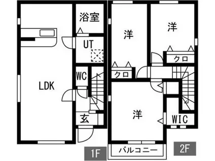 西武鉄道狭山線 下山口駅 徒歩17分 2階建 築1年(3LDK)の間取り写真