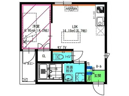 MESM(1LDK/3階)の間取り写真