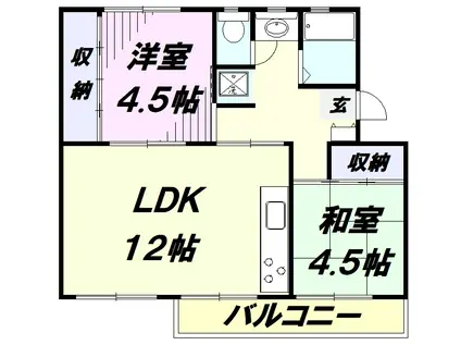 入間黒須団地6号棟(2LDK/4階)の間取り写真