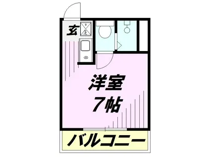 ベルデ所沢(ワンルーム/3階)の間取り写真