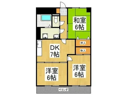 サングリーンハイツ(3DK/1階)の間取り写真