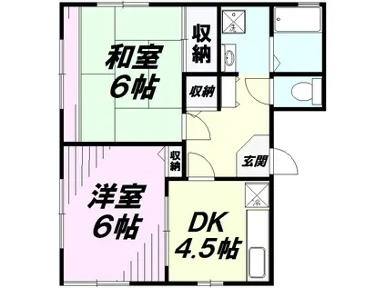 スターパレスB棟(2DK/2階)の間取り写真