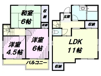 西武池袋・豊島線 狭山ケ丘駅 徒歩10分 2階建 築41年(3LDK)の間取り写真