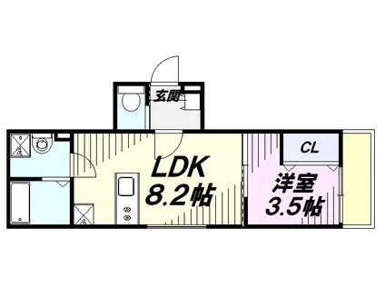 KEIAI RESIDENCE 久米川(1LDK/1階)の間取り写真