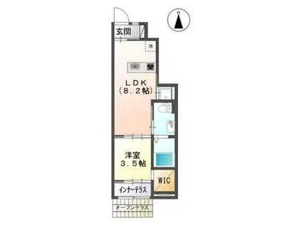 スカイ ティーナ(1LDK/1階)の間取り写真