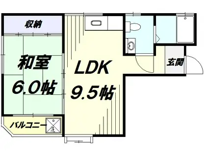 シャローム(1LDK/1階)の間取り写真