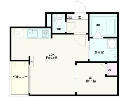 JACK SHIMOFUJISAWA Ⅱ(1LDK/2階)の間取り写真