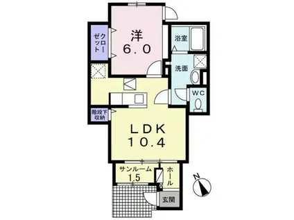 ヴィラージュ狭山祇園B(1LDK/1階)の間取り写真