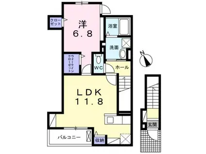 ヴィラージュ狭山祇園B(1LDK/2階)の間取り写真
