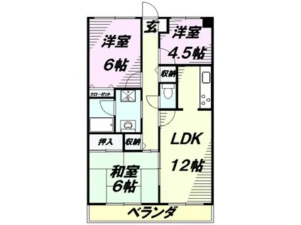 ユーネット所沢(3LDK/3階)の間取り写真