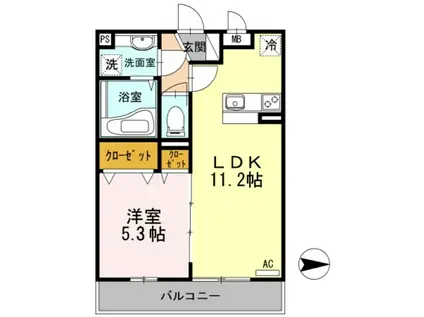 カームコート(1LDK/3階)の間取り写真