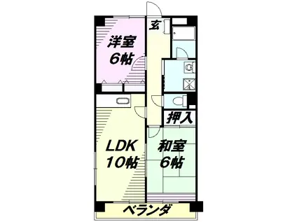 エステート小手指(2LDK/3階)の間取り写真