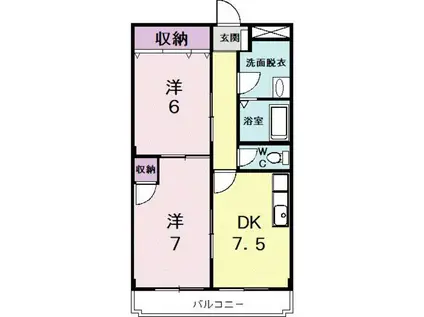 アンティロウプ(2DK/1階)の間取り写真