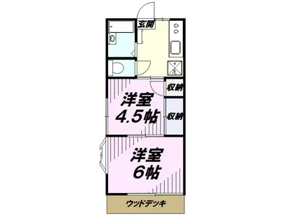 コーポヒル山口(2K/1階)の間取り写真